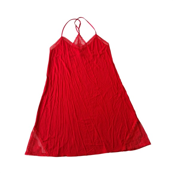 Victoria's Secret Other - Victorias Secret Heavenly Red Lace Trim Slip Nightgown Chemise Womens Size M